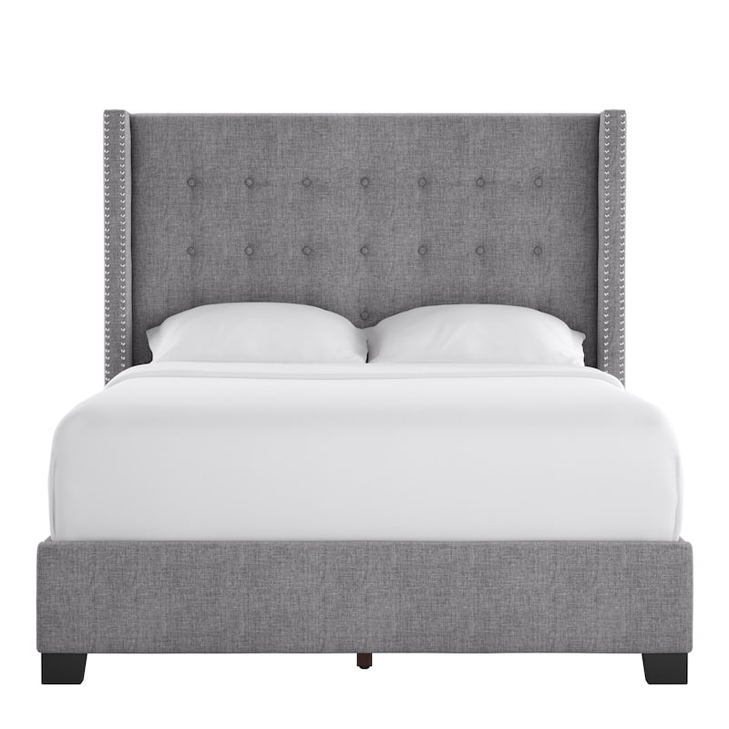 Melina Tufted Linen Wingback Platform Bed by iNSPIRE Q Bold