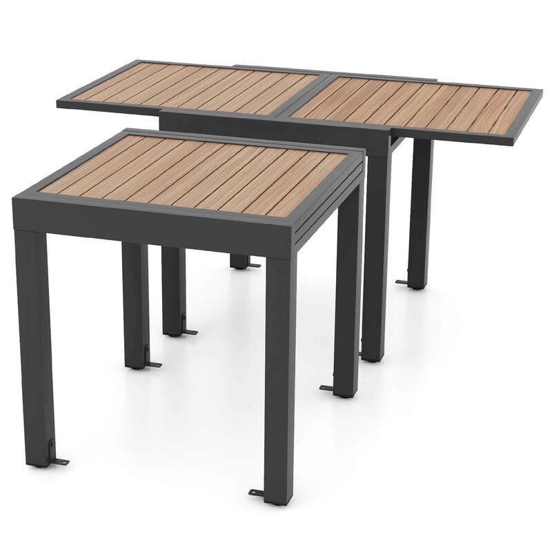 31.5"-63"Outdoor Extendable Patio Table L-shaped Brace Included - Grey + Natural