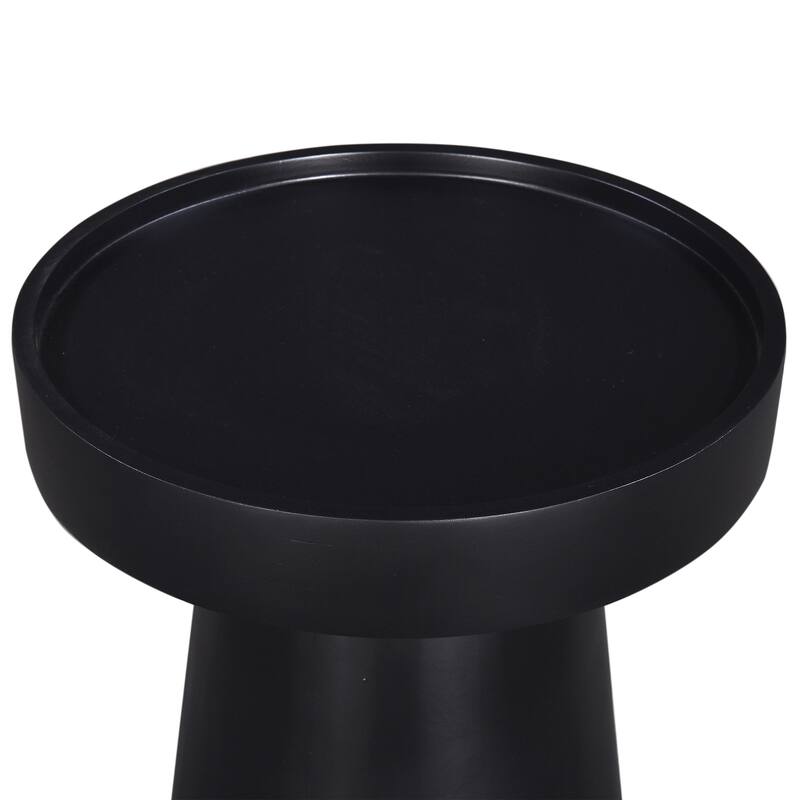 Glam Wooden End Table with Pedestal Base, Living Room Accent Side Table, Black