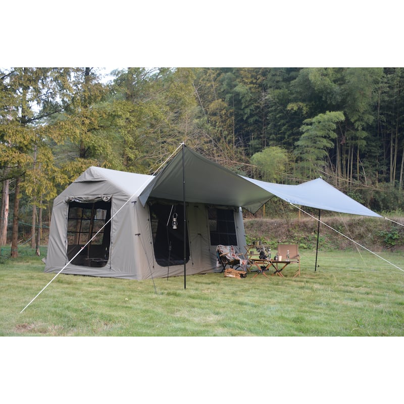 9.8 x13ft with canopy, Inflatable Camping Tents with Hand Pump, Air Glamping Tents, Easy Setup Waterproof