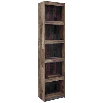 Pier with 5 Open Compartments and Plank Style, Multi Gray