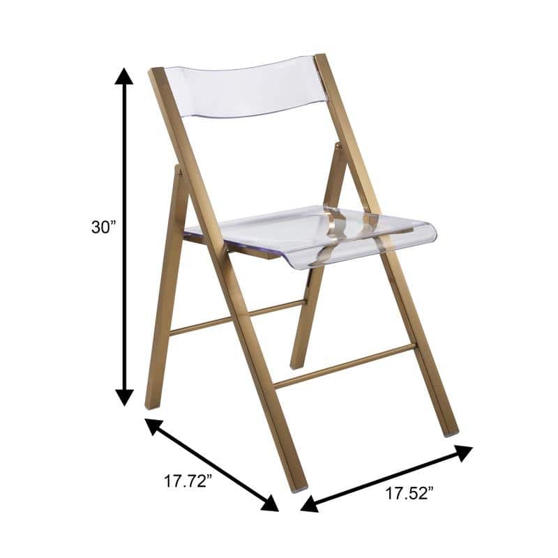 Menno Foldable Acrylic Dining Chair with Metal Frame – Modern Transparent Seat for Indoor Outdoor Kitchen Office or Events