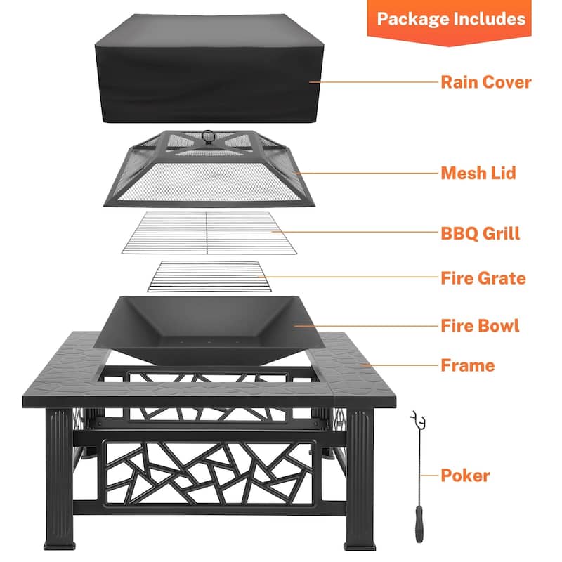 3-in-1 32 in. Wood Burning Outdoor Fire Pit/Ice Pit/BBQ Fire Pit