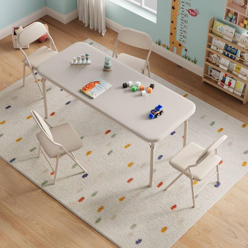 5 Piece Boys Girls Folding Table and Chairs Set, Activity Table and Chairs Set