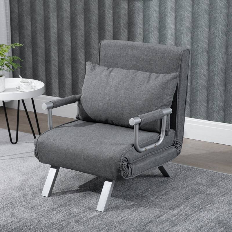 73" Single Person Folding 5 Position Convertible Sofa Bed with Pillow and Steel Frame for Home Office
