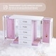 preview thumbnail 16 of 23, Stufurhome Solid Wooden Jewelry Box with 5-Drawers Built-in Necklace hook and Mirror Brown