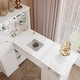 preview thumbnail 16 of 18, Modern White Manicure Table with Built-in Nail Dust Collector and Storage Drawers, Tempered Glass Shelf
