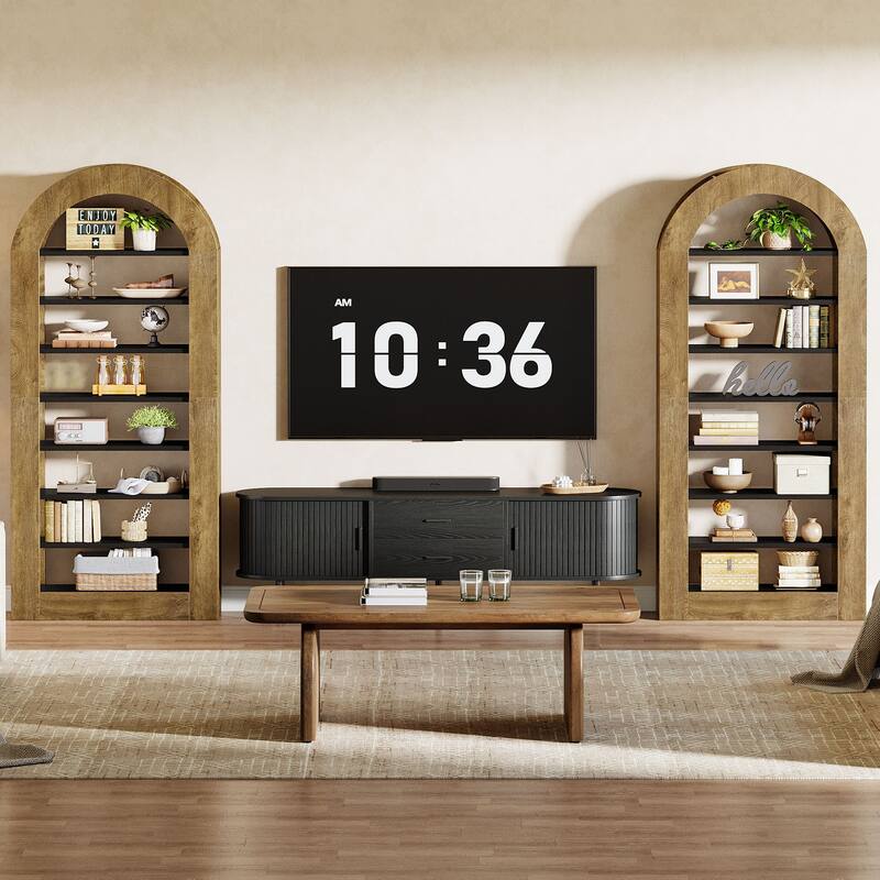 8-tier Arched Bookshelf, 70.9" Tall Bookcase with Storage