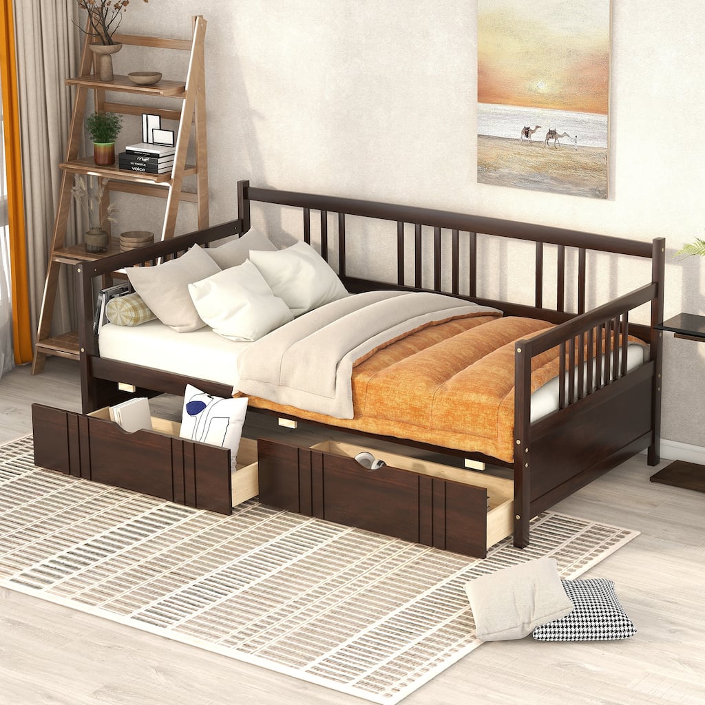 Daybed Wood Bed with Two Drawers