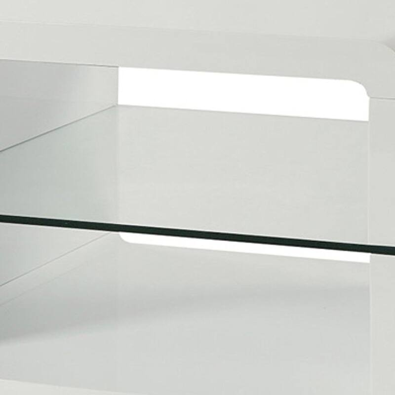 23.5 in. White and Clear Rectangle Glass End Table, Sturdy Build End Side Table for Living Rooms
