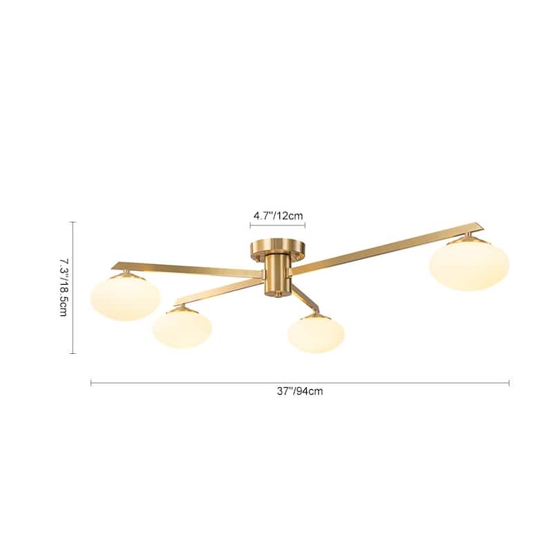 Mid-century Modern Oval Glass Accents Semi-flush Mount
