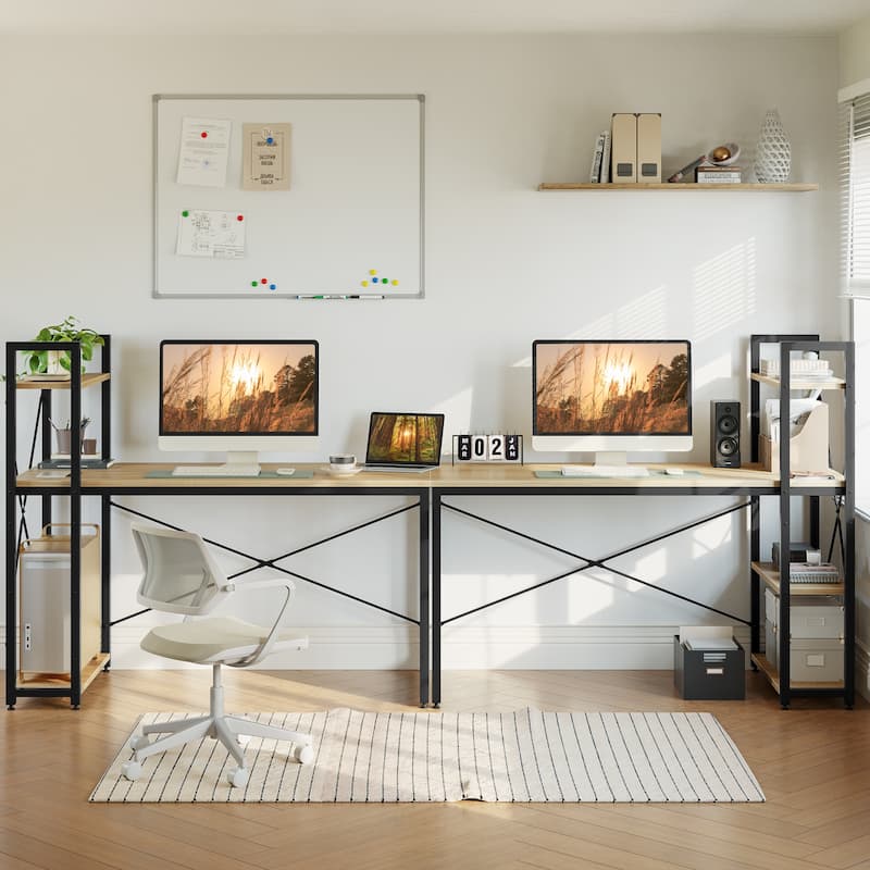 Computer Desk Home Office Computer Desk with 4 Shelves & Hooks