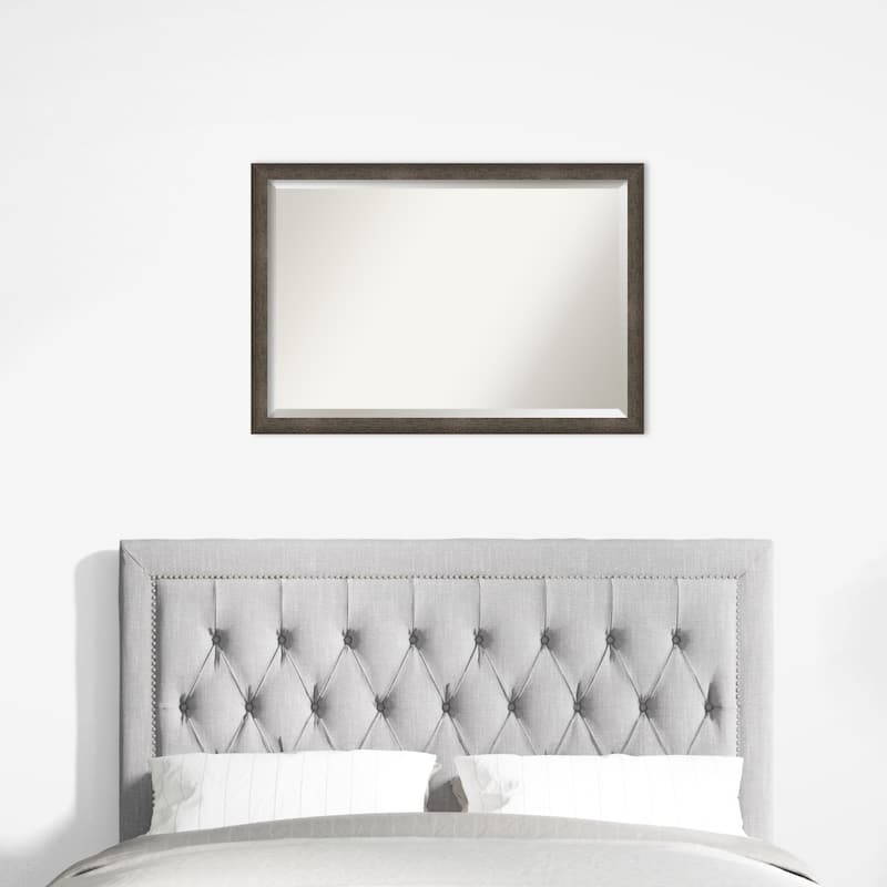Dappled Narrow Beveled Wood Framed Wall Mirror