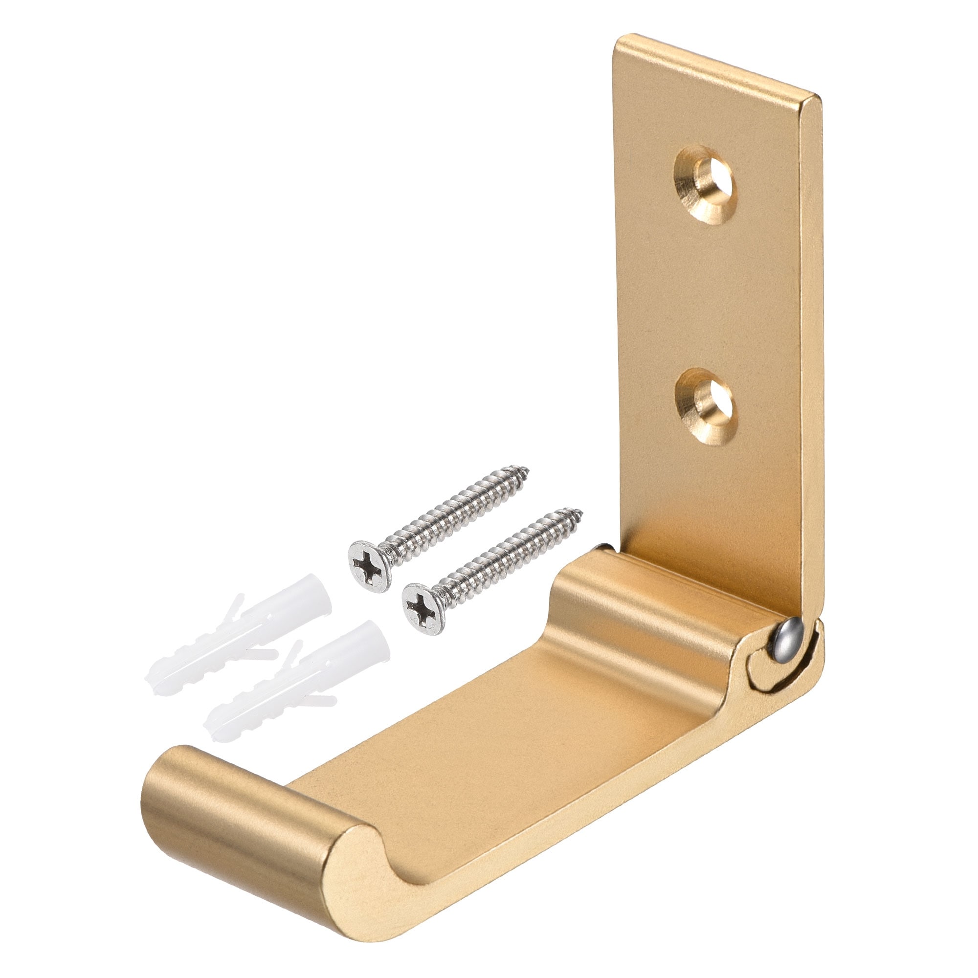75x67x25mm L Shape Single Hook Wall Collapsible Hooks Gold Tone