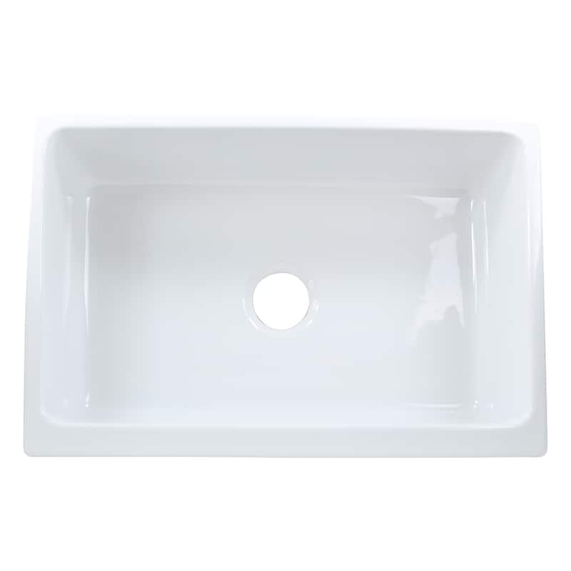 Highpoint Collection Fireclay Reversible Double Lip Farmhouse Sink