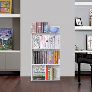 Shop Finether 4 Tier Cut Out Wood Plastic Storage Rack Shelving Bookcase Overstock 25455654