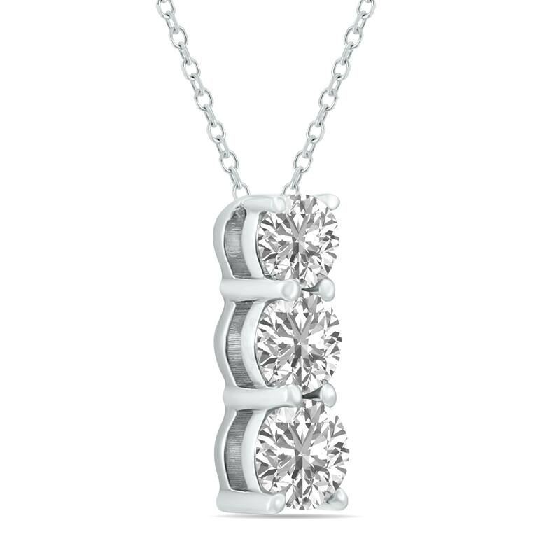 Marquee 1 CTW Lab Grown Diamond Three Stone Pendant in 14K White Gold