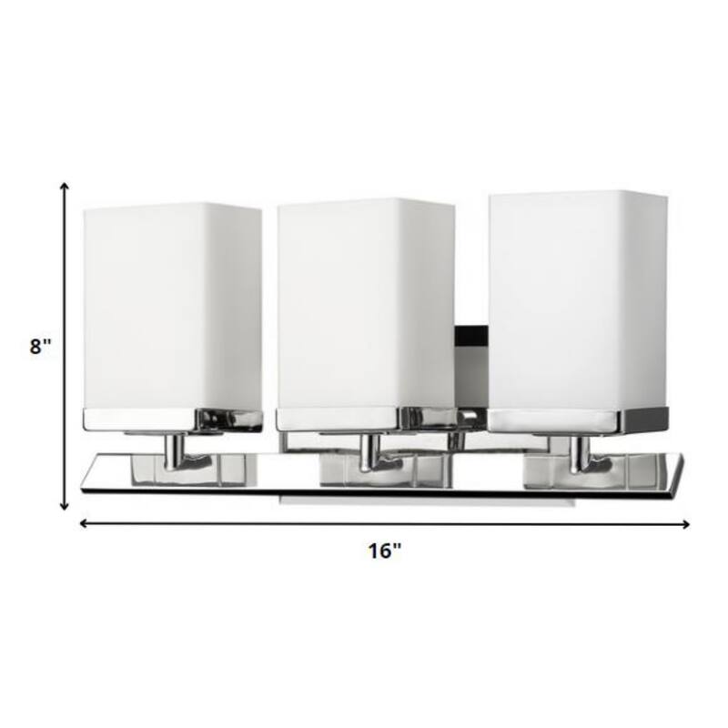 100W Max Silver Flush Mount Wall Light with 3 Frosted Glass Shades and Dimmable Hardwired Dry Rated - 8" H x 16" W x 5.5" D