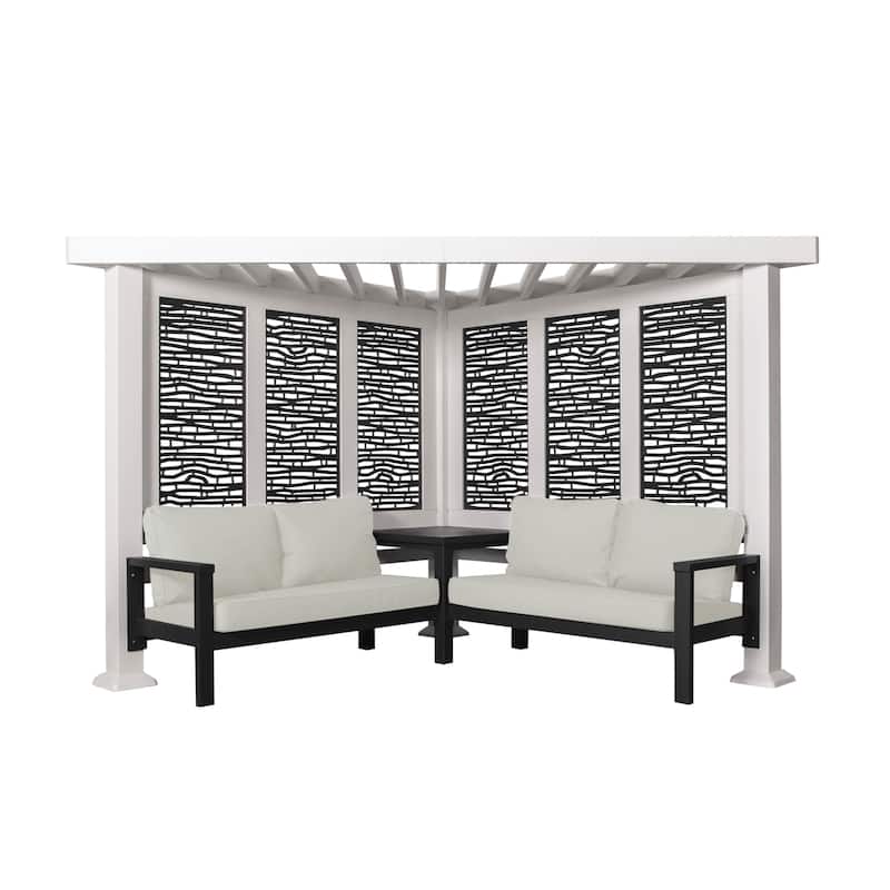 Backyard Discovery Ridgedale 12x8 Steel Cabana Corner Pergola, Seating