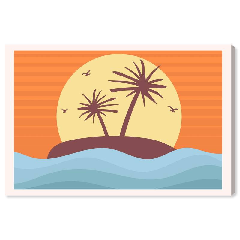 Wynwood Studio Canvas Nature and Landscape Retro Sunset Orange and Nautical & Coastal Wall Art Canvas Print