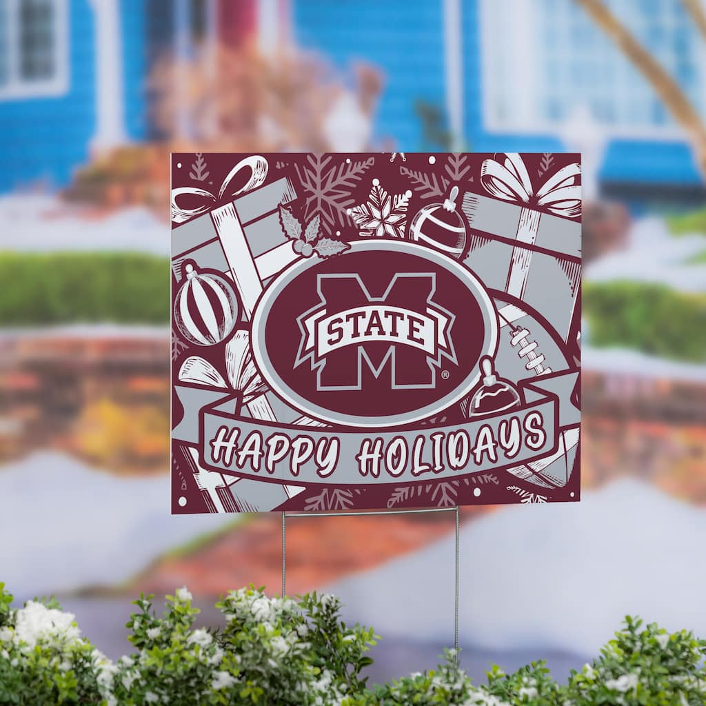 Mississippi State University Yard Sign, Happy Holidays - 24" x 18"