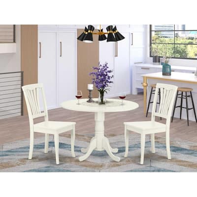 Round Dining Table Set for 4 - 3 Piece Table & Chair Set - 42 Inch Small Space Dining Room Furniture