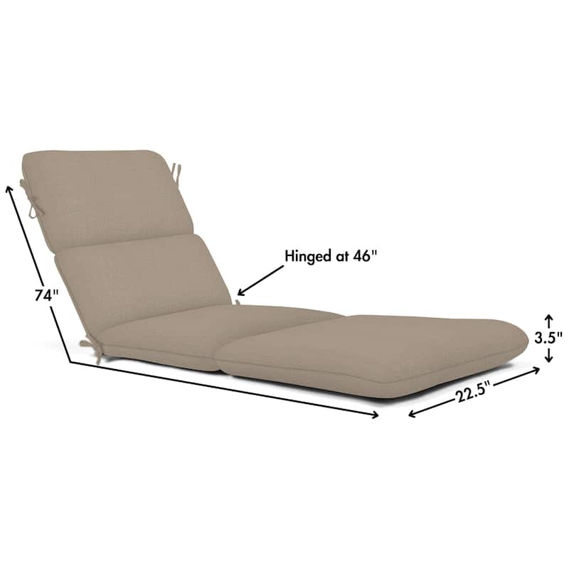 Casual Cushion Sunbrella® Fabric 1-Piece Outdoor Chaise Cushion, 22.5"W x 74"L - 22.5"W x 74"L
