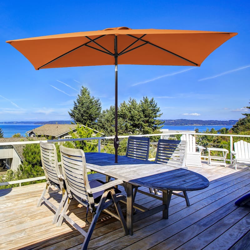 BONOSUKI Aluminum 10 x 6.5ft Patio Market Umbrella,Tilt and Crank - Orange