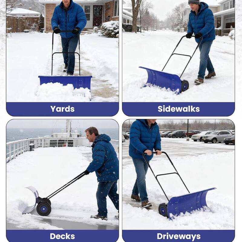 Heavy Duty U-Shaped Rod 29-Inch Steel Snow Shovel Plow for Driveways, Sidewalks, Yards