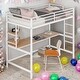 preview thumbnail 15 of 24, Twin Metal Loft Bed with Desk and Shelve, Black, Modern Kids Loft Bed
