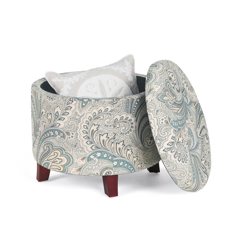 Adeco 20" Tufted Round Ottoman with Storage