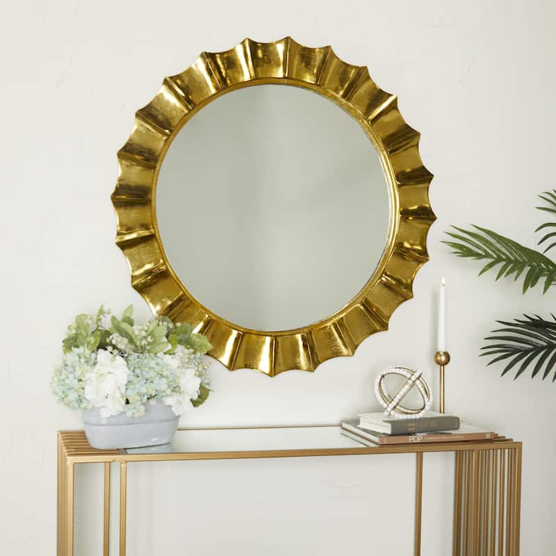 Aluminum Metal Starburst Wall Mirror - Gold - Roche River Decor