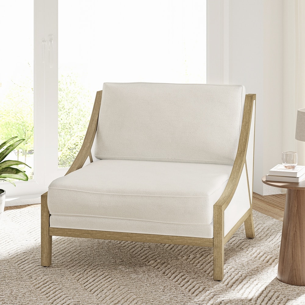 Kim Farmhouse Armchair with Solid Wood Legs