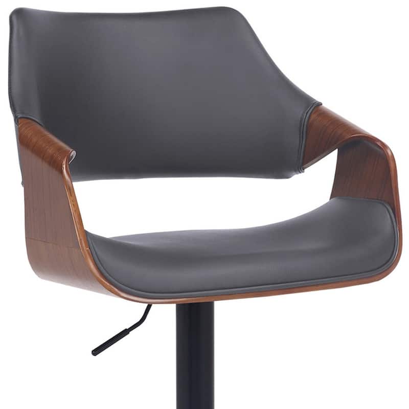 Fabric Swivel Adjustable Height Bar Chair with Iron Frame, Wood Accent and Footrest - 21” D x 21” W x 45” H