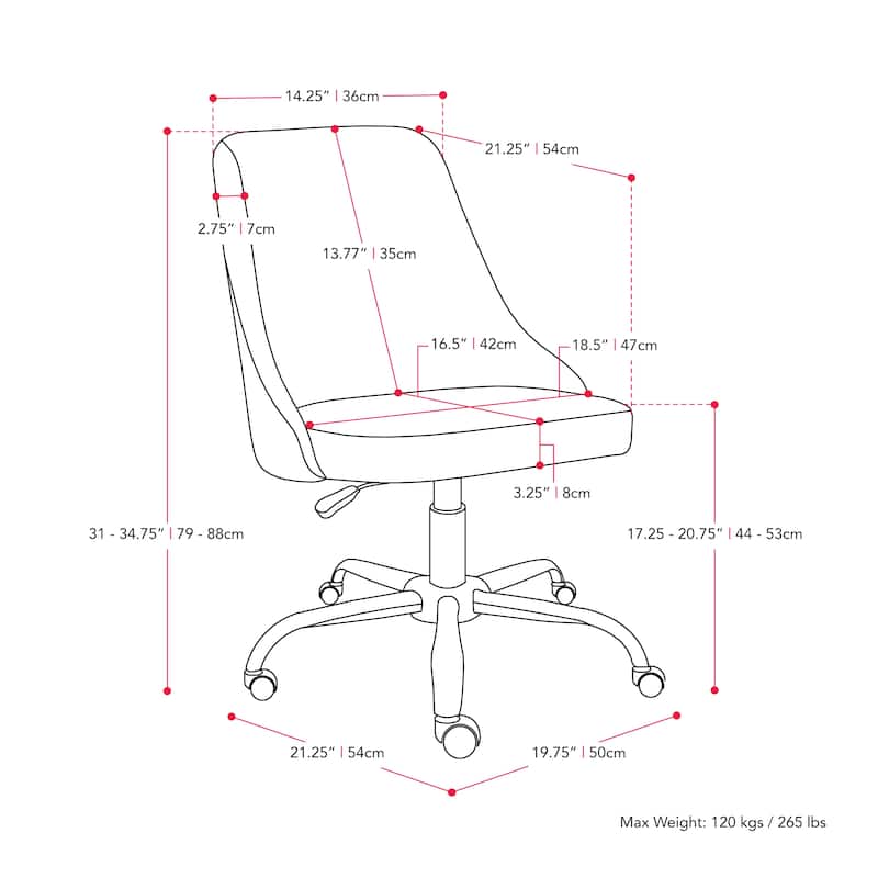 CorLiving Marlowe Upholstered Armless Task Chair