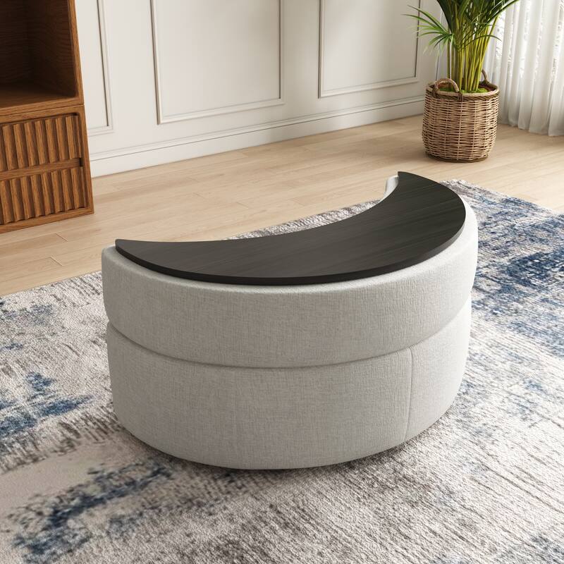 Moon Crescent Storage Upholstered Ottoman