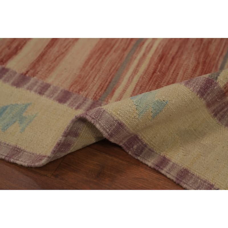 Hand Woven Oriental 100% Wool Carpet Southwestern Tribal Multi-Colored Kilim Area Rug - 6' 9'' X 4' 10''