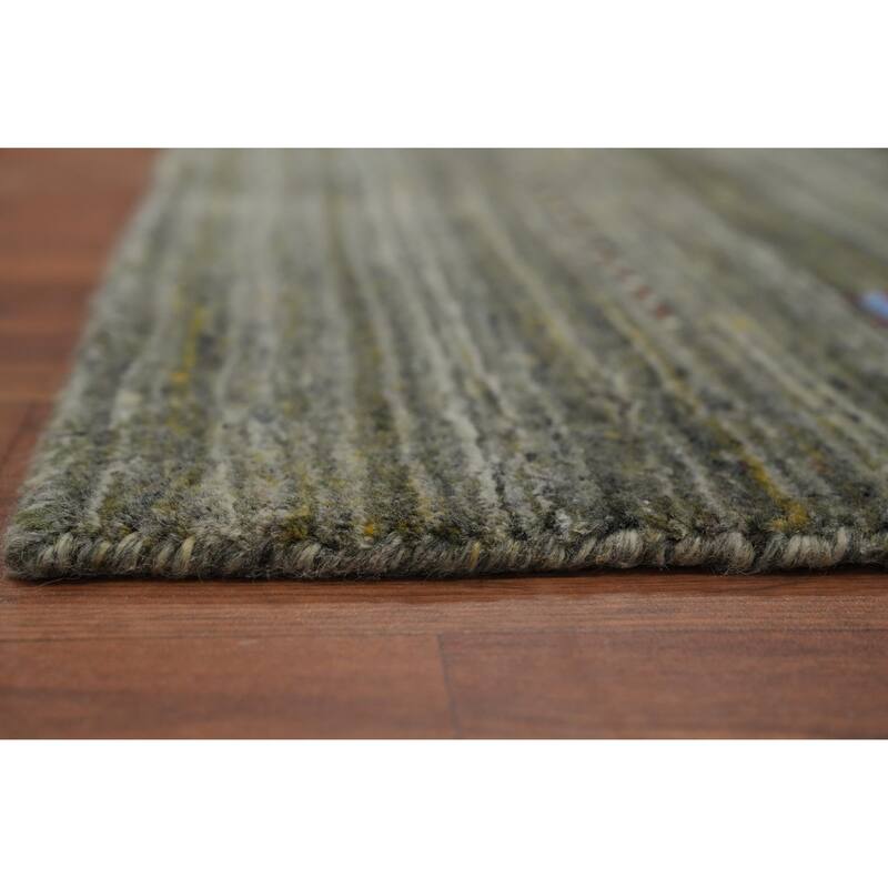 Hand Knotted Oriental 100% Wool Carpet Tribal Animal Pictorial Green Gabbeh Area Rug - 8' 0'' X 6' 8''