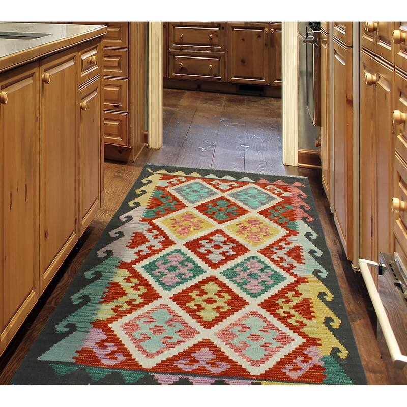 Flatweave Alvord Red/Charcoal Rug - 2'7" x 4'2"