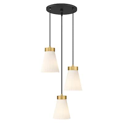 3-Light Pendant Light, Kitchen Island, Frosted Milk Glass