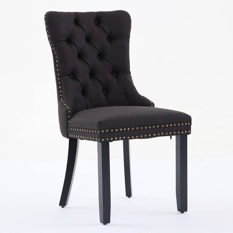 Mid-Century Nailhead Trim Dining Chairs 2-Piece Set