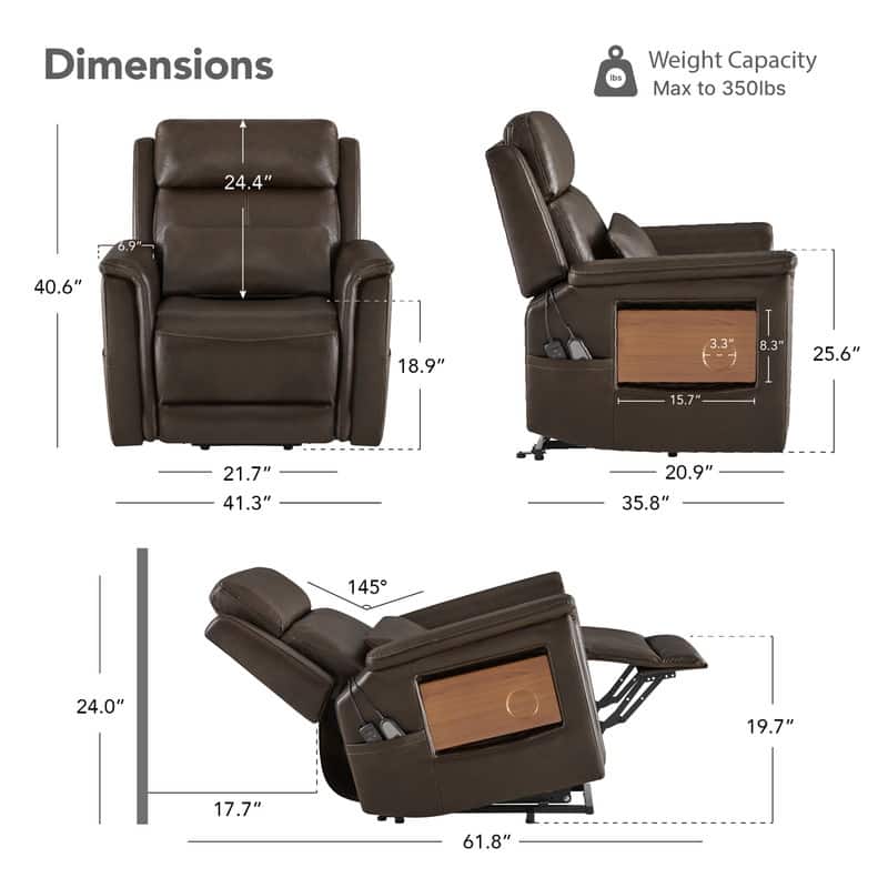 Spruce & Spring Power Lift Recliner Chair for Elderly with Foldable Tray Table and Massage