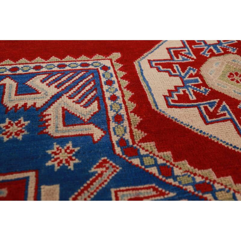 Hand Knotted Oriental 100% Wool Carpet Traditional Geometric Red Kazak Area Rug - 11' 5'' X 8' 4''