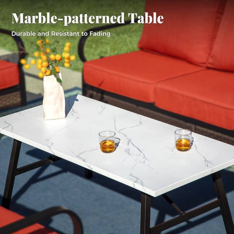 MAISON ARTS 4-Seat Patio Conversation Sets with 2 Rocking Sofa Chairs, 1 Loveseat Sofa and 1 Coffee Table