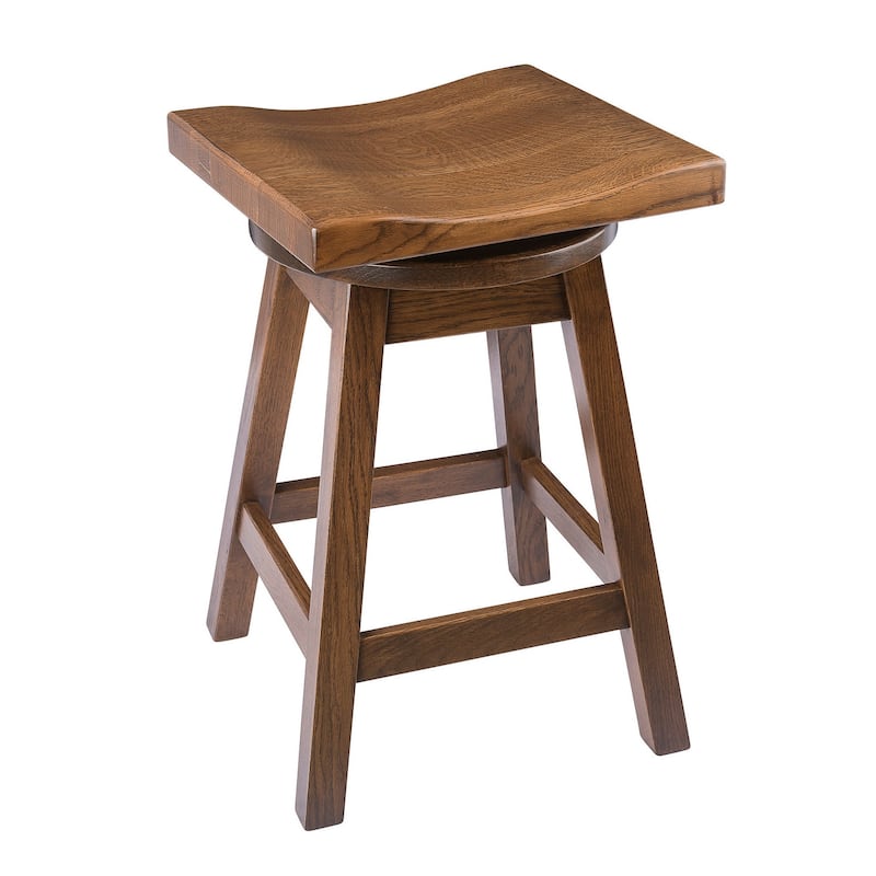 Amish Made Swivel Urban Bar Stool in Quarter Sawn Oak - Cappuccino - Counter Height