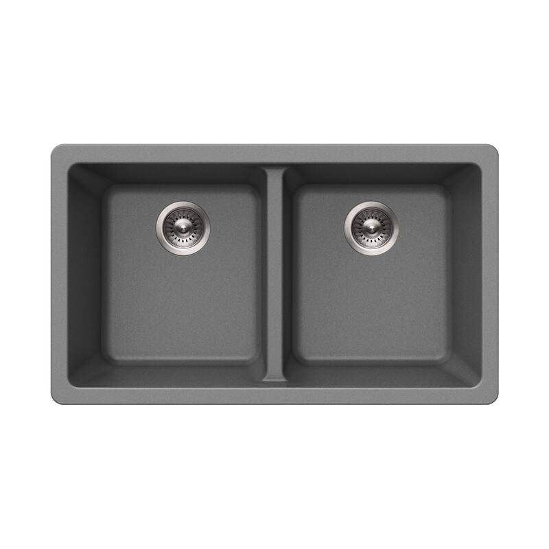 Houzer M-300U Quartztone 31-1/8" Undermount Double Basin Granite - Slate