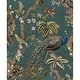 preview thumbnail 2 of 22, Cassia Peacock Non-Pasted Wallpaper - Covers 56 Square Feet Aqua