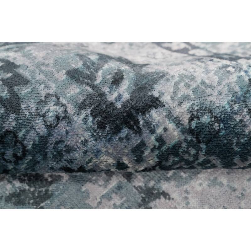 Hand Knotted Oriental Viscose Silk Carpet Transitional All-Over Multi-Colored Oushak Area Rug - 7' 10'' X 5' 7''