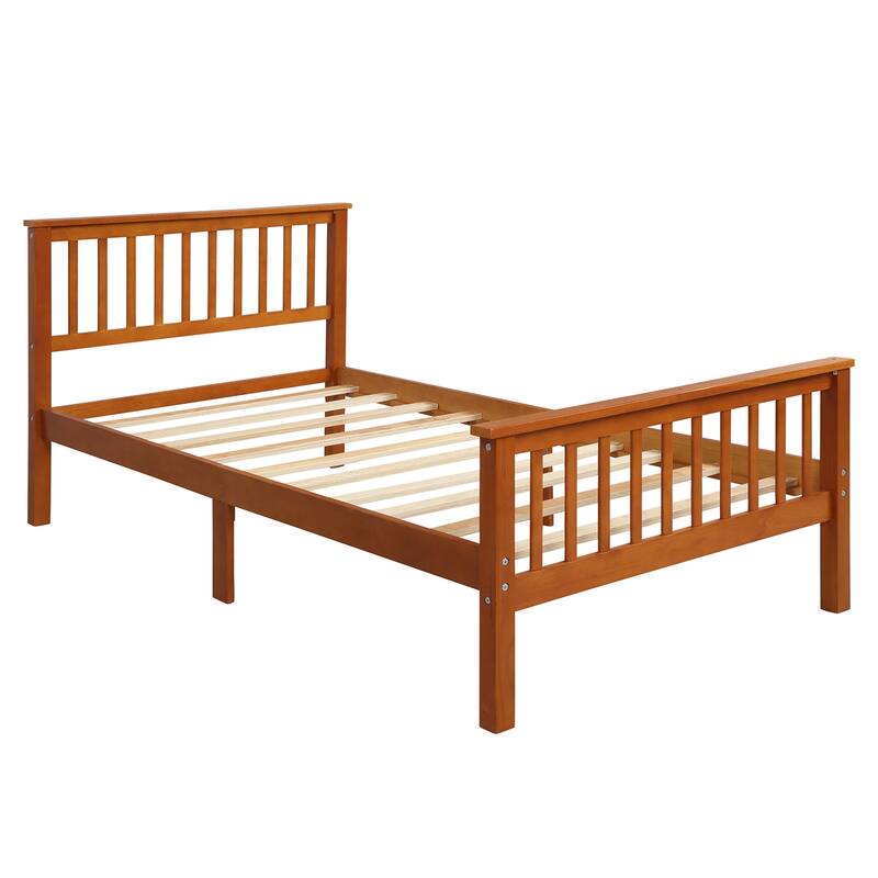 Wood Platform Bed with Headboard and Footboard - Oak