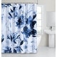 preview thumbnail 1 of 4, Dainty Home Blue Florals Printed Fabric 3D Designed Textured Fabric Shower Curtain 70" x 72"